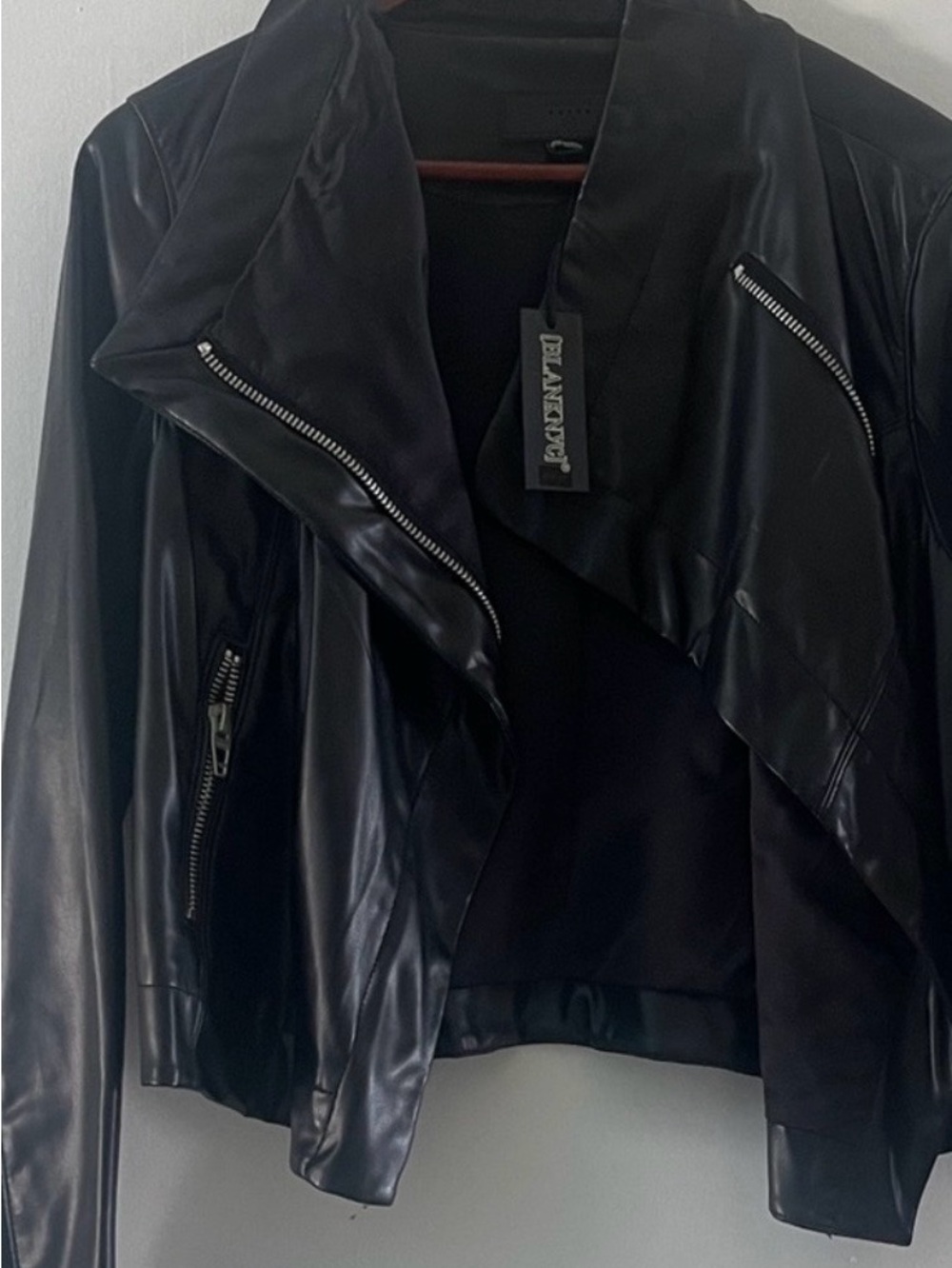 Blank NYC Black Faux Leather Asymmetrical Jacket